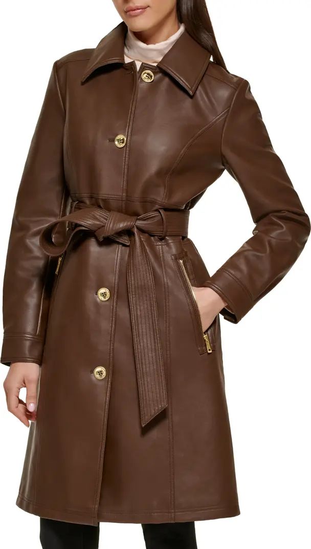 Faux Leather Belted Trench Coat | Nordstrom Rack