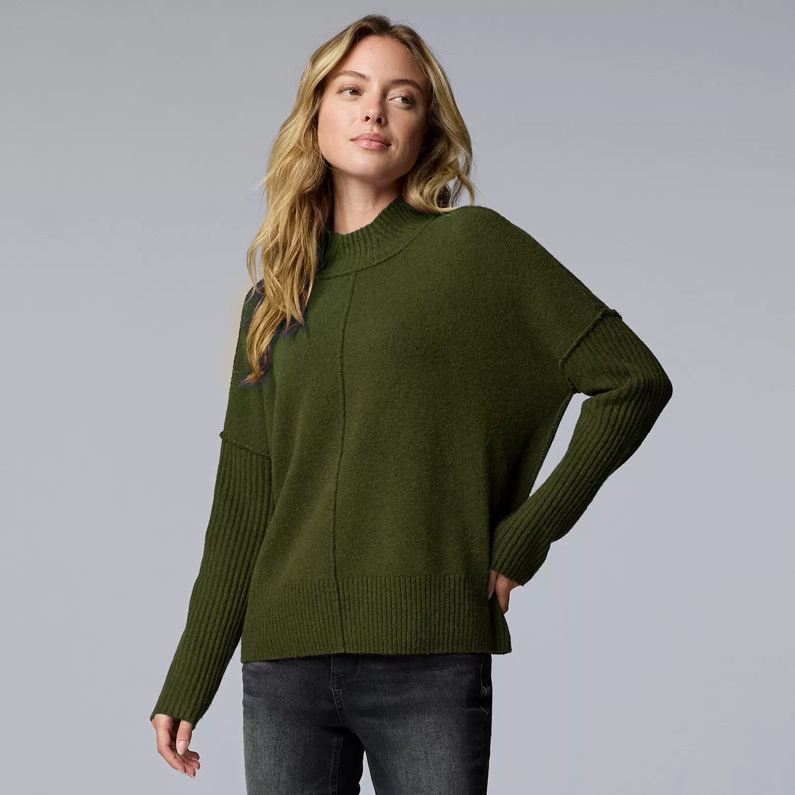 Women's Simply Vera Vera Wang Luxe Cashmere Blend Mockneck Sweater | Kohl's