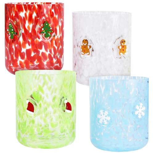 Trxvxo 4 PCS 14 Ounce Christmas Icon Juice Glasses,Christmas Drinking Cups,Four Colors and Patterns,Strong and Durable Glasses Are The Great Gifts for Friends! | Amazon (US)