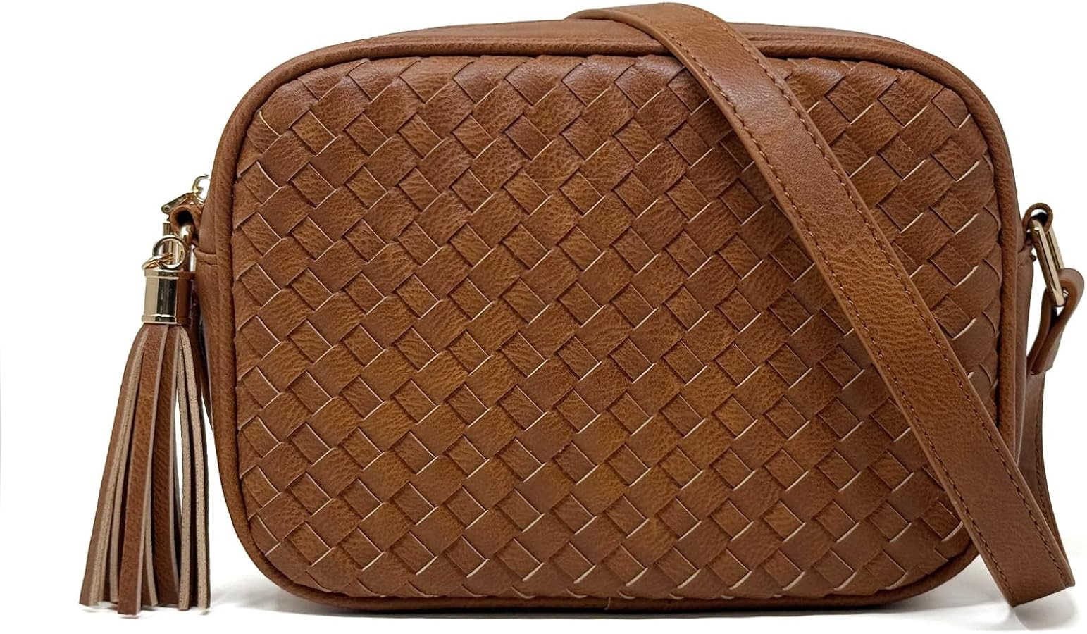 AFKOMST Woven Crossbody Bags for Women Small Summer Purse and Boho Handbags with Tassels,Vegen Le... | Amazon (US)