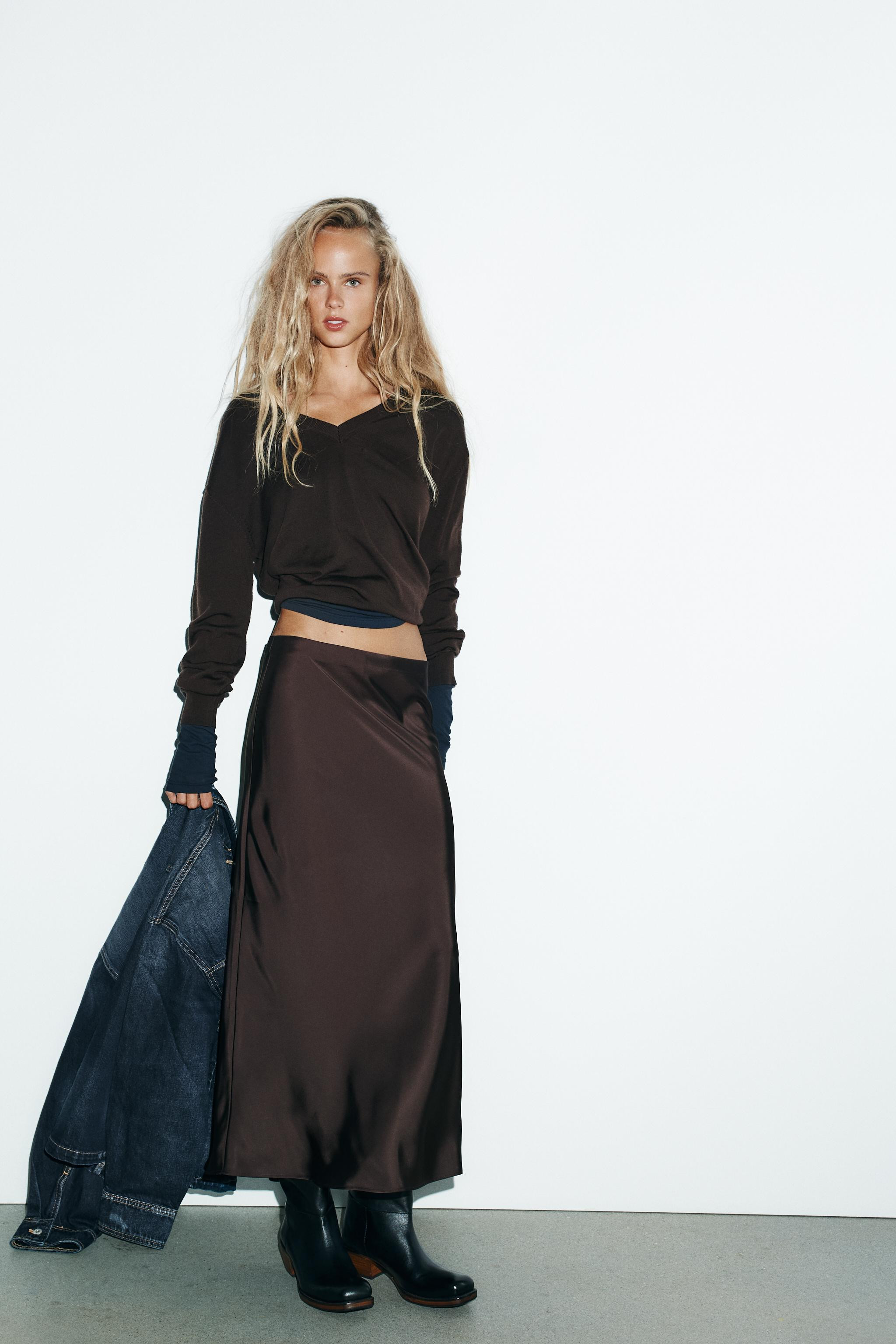 SATIN MIDI SKIRT | Zara US