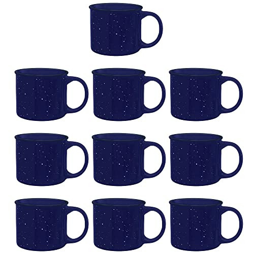 DISCOUNT PROMOS Ceramic Campfire Coffee Mugs 13 oz. Set of 10, Bulk Pack - Perfect for Tea, Espresso, Cappuccino, Hot Cocoa - Blue | Amazon (US)