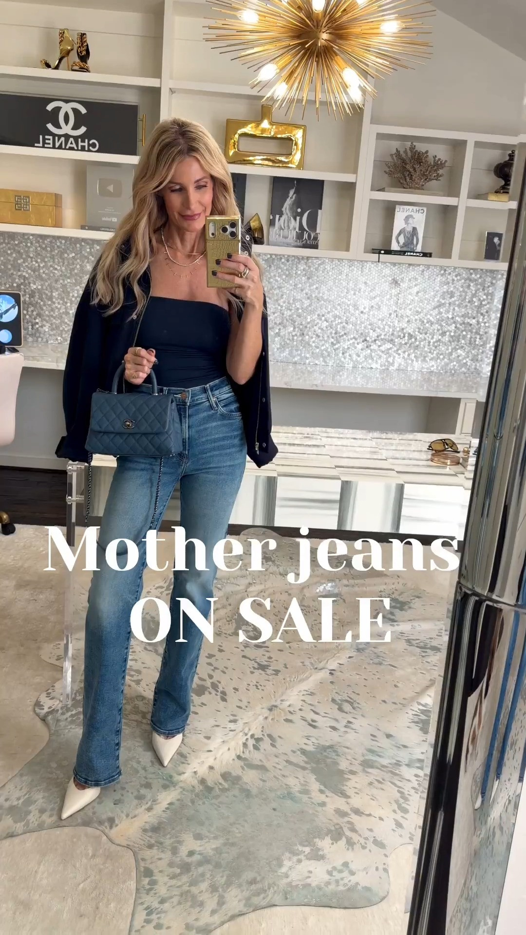 Mother jeans ON SALE!! Effortless but put-together — exactly what I want for a fall lunch out. These Mother jeans are high-waisted, straight leg, with just the right amount of stretch, in a navy wash that's perfect for the season. Sized true to size in a 24. Layered with a bomber jacket that's a fall must-have — wrinkle-free, easy to wear, and instantly elevates any casual look. True to size in an XS. A matching tube top underneath ties it all together for that monochrome-but-not-boring effect. Fit notes: Denim — true to size (24) / Jacket — true to size (XS) 

 

#LTKootd #LTKgrwm #LTKOver40