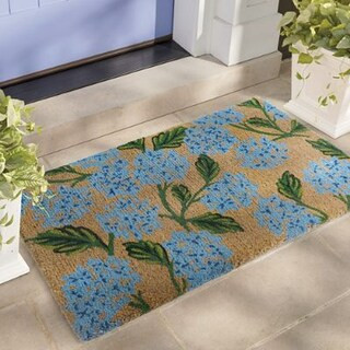 Hydrangea Print Coir Door Mat | Grandin Road | Grandin Road