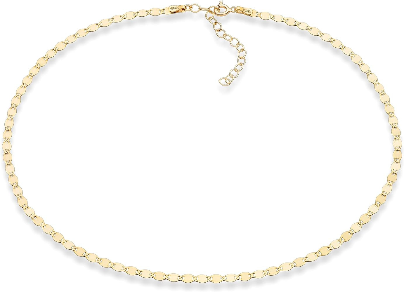 Miabella 18K Gold Over 925 Sterling Silver Figaro, Beaded Singapore, Sparkle, Cuban Link Chain, A... | Amazon (US)