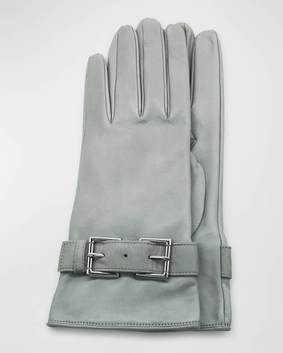 Portolano Buckle Leather Gloves | Neiman Marcus