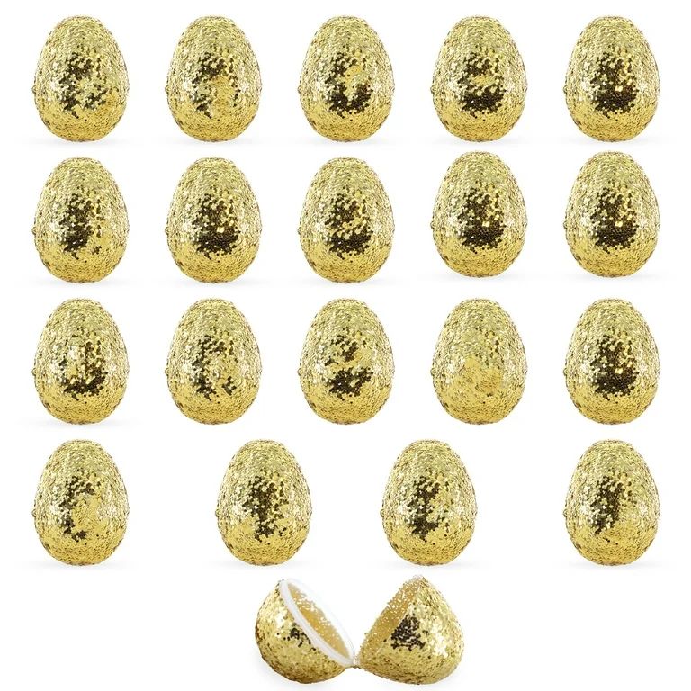 Golden Sparkle: Set of 20 Gold Glittered Fillable Plastic Easter Eggs 2.25 Inches | Walmart (US)