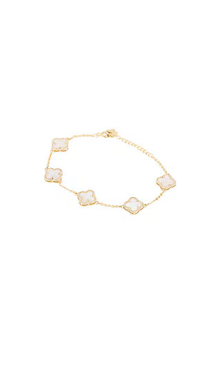Mini Multi Pave Outlined Colored Clover Bracelet in Mother Of Pearl | Revolve Clothing (Global)