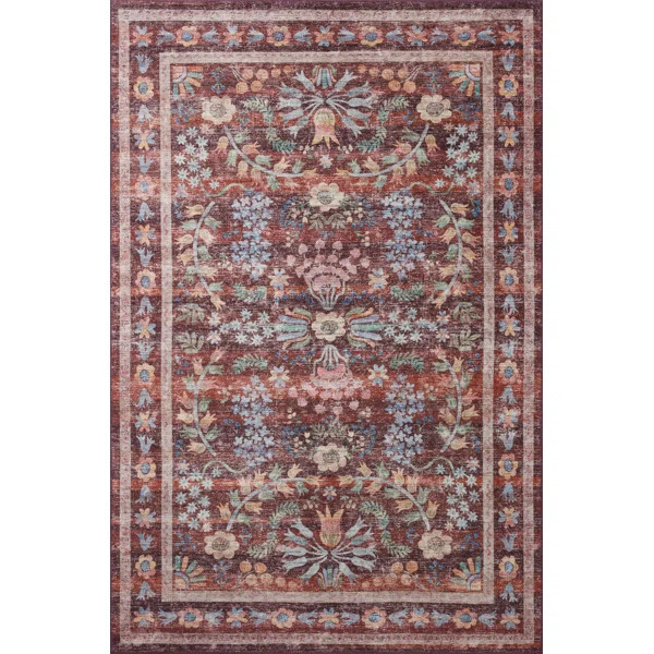 Rifle Paper Co. X Loloi Maison Frances Red 8'-4" X 11'-6" Area Rug | Wayfair North America