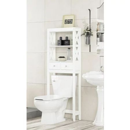 Spirich Home Modern X- Frame Bathroom Shelf Over The Toilet, Bathroom Shelf with Two Drawers, Bathro | Walmart (US)