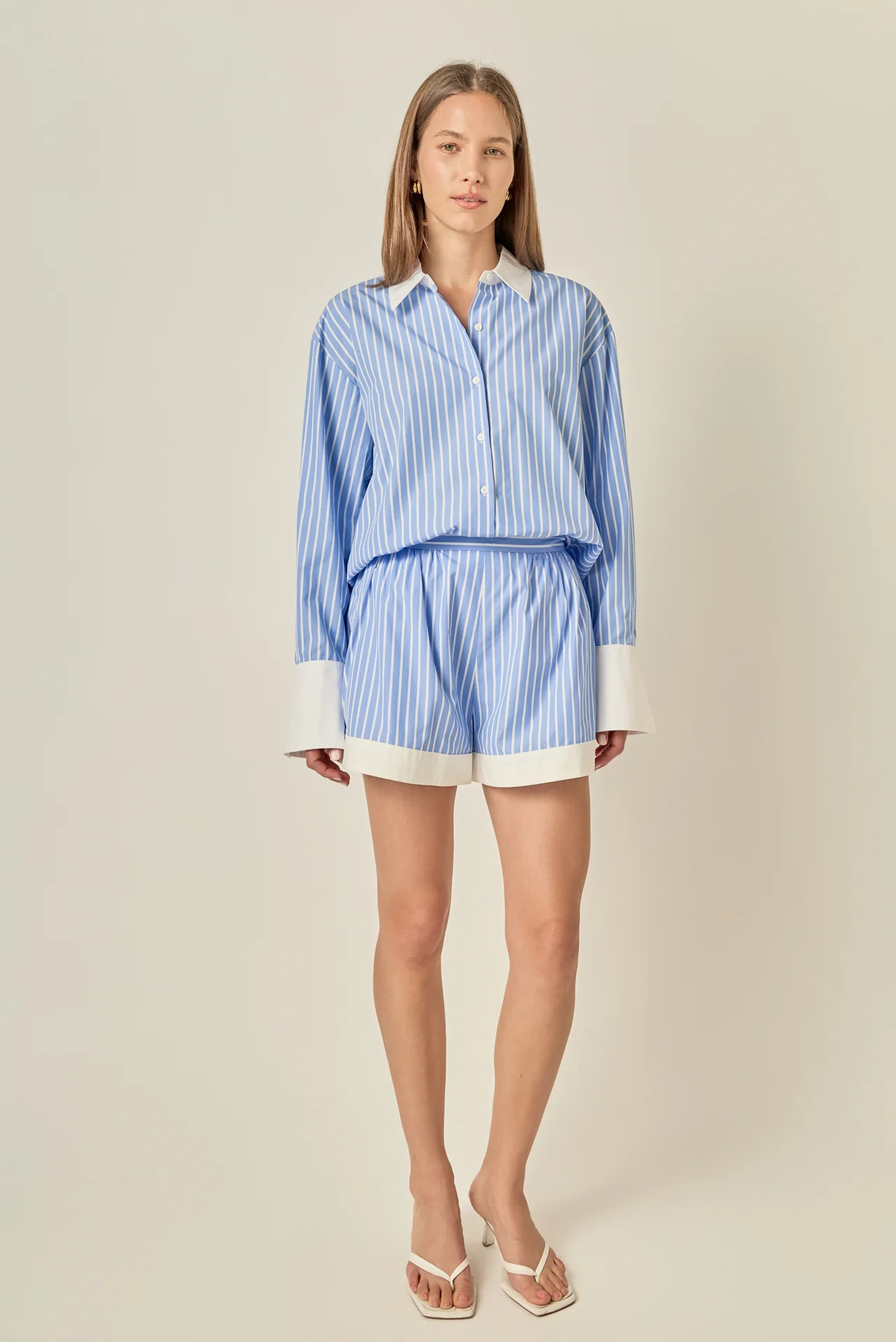 Oversized Stripe Contrast Shirt | English Factory