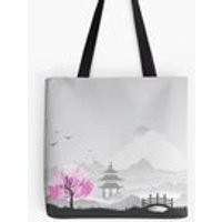 Cherry Blossom Tote Bag. Japanese Handbag. Fabric Bag. Black Strap. Grey with color pop | Etsy (US)