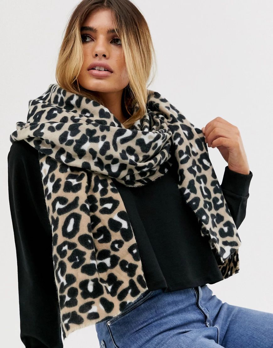 ASOS DESIGN leopard print long scarf-Multi | ASOS (Global)