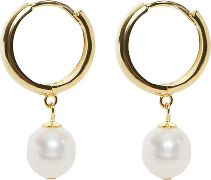 Freshwater Pearl Drop Huggie Hoop Earrings | Nordstrom