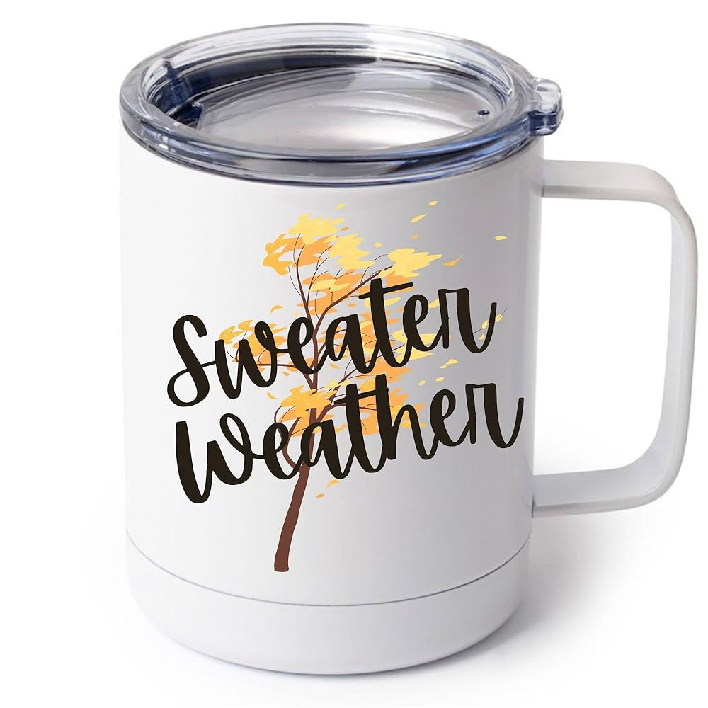 Sweater Weather Coffee Mug | Insulated Stainless Steel Cup with Lid | Cozy Fall Coffee Cup | Autu... | Amazon (US)