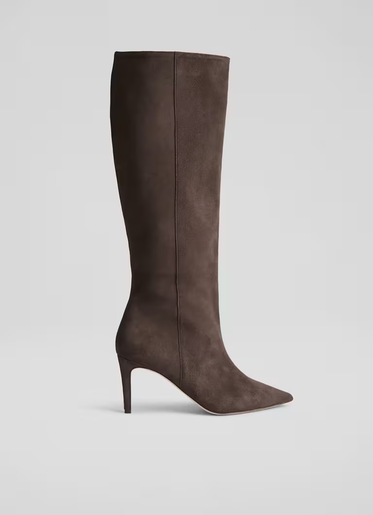 Astrid  Brown Suede Knee Boots | L.K. Bennett (UK)