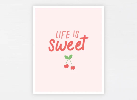 Cherry Art Print  Life is Sweet Cherry Printable  Kids - Etsy | Etsy (US)