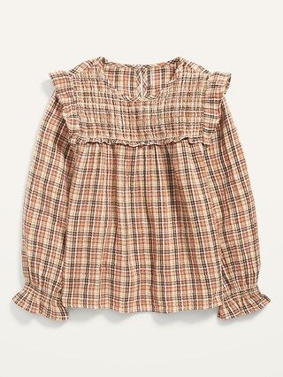 Long-Sleeve Ruffle Double-Weave Top for Girls | Old Navy (US)