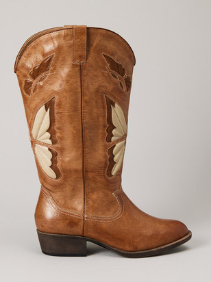 Monarch Butterfly Cut Out Boots in Tan | Arula | Arula