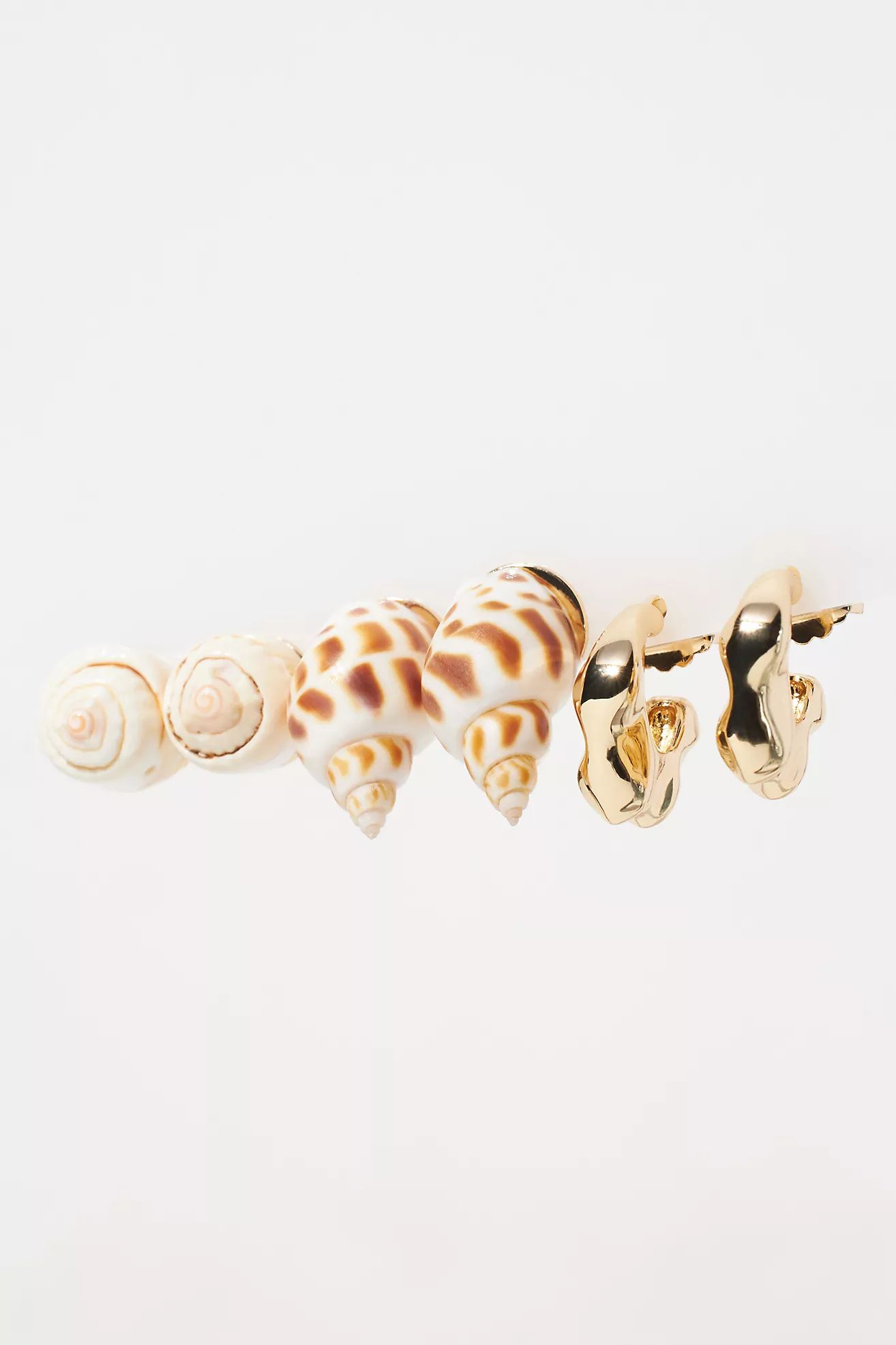 Shell Post Earrings, Set of 3 | Anthropologie (US)