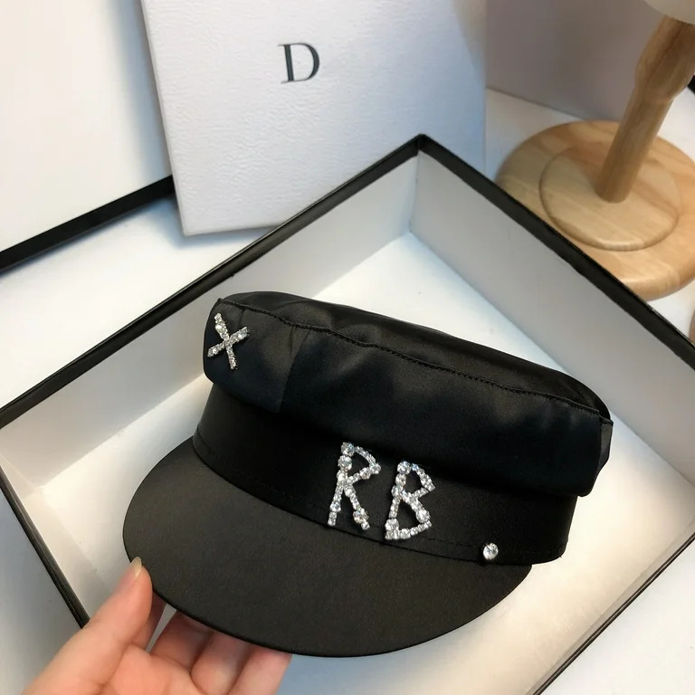 Brand Designer Satin Diamond R B Letter Newsboy Caps Women Flat Militray Hat Adjustable Women Ber... | Walmart (US)