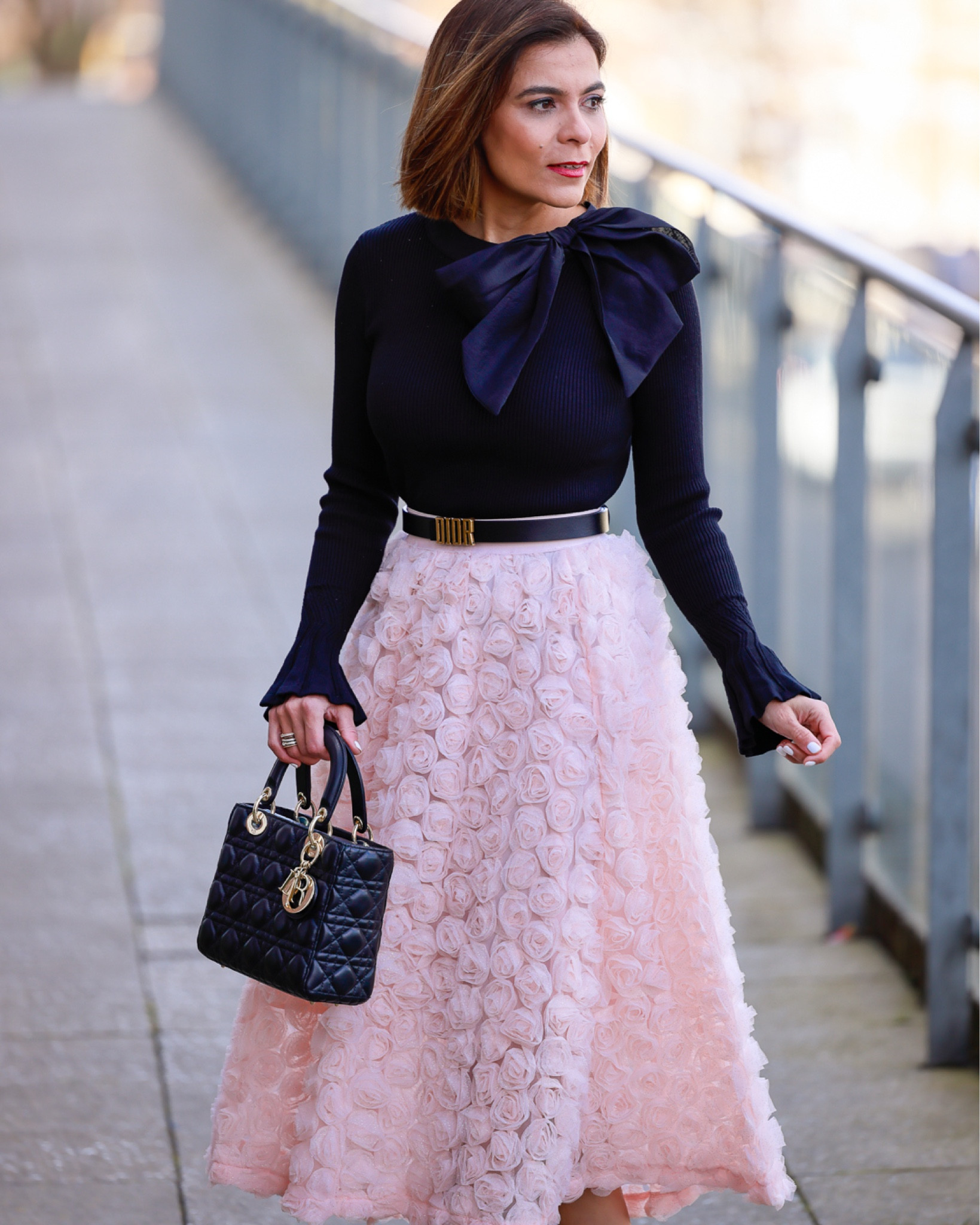 Bowknot Knit Top Black Romantic Moment Rose Mesh Tulle Skirt Black Heels Sandals Lady Dior My ABCDior Bag DIOR Leather Black Belt

#LTKSeasonal #LTKeurope #LTKstyletip