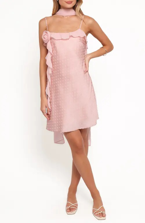 Petal & Pup Suki Ruffle Trim Minidress & Scarf Set in Peach at Nordstrom, Size X-Large | Nordstrom