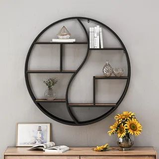 Buckthorn Industrial Circular Hanging Wall Shelf by Christopher Knight Home - 34.25" H x 34.25" W... | Bed Bath & Beyond