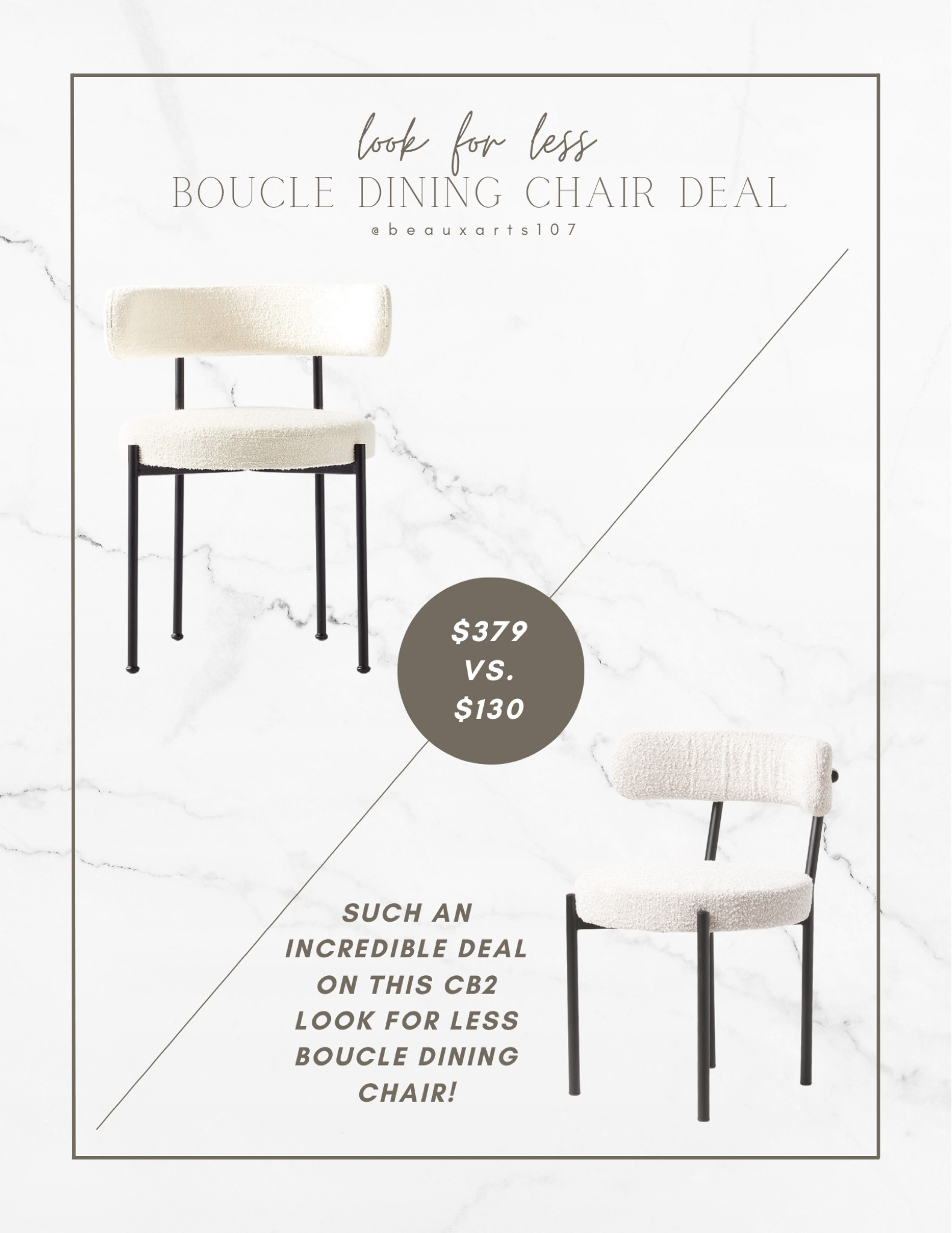 This cb2 designer boucle look for less dining chair is a steal!! Even less than the Amazon look for less option! 

#LTKSale #LTKsalealert #LTKhome