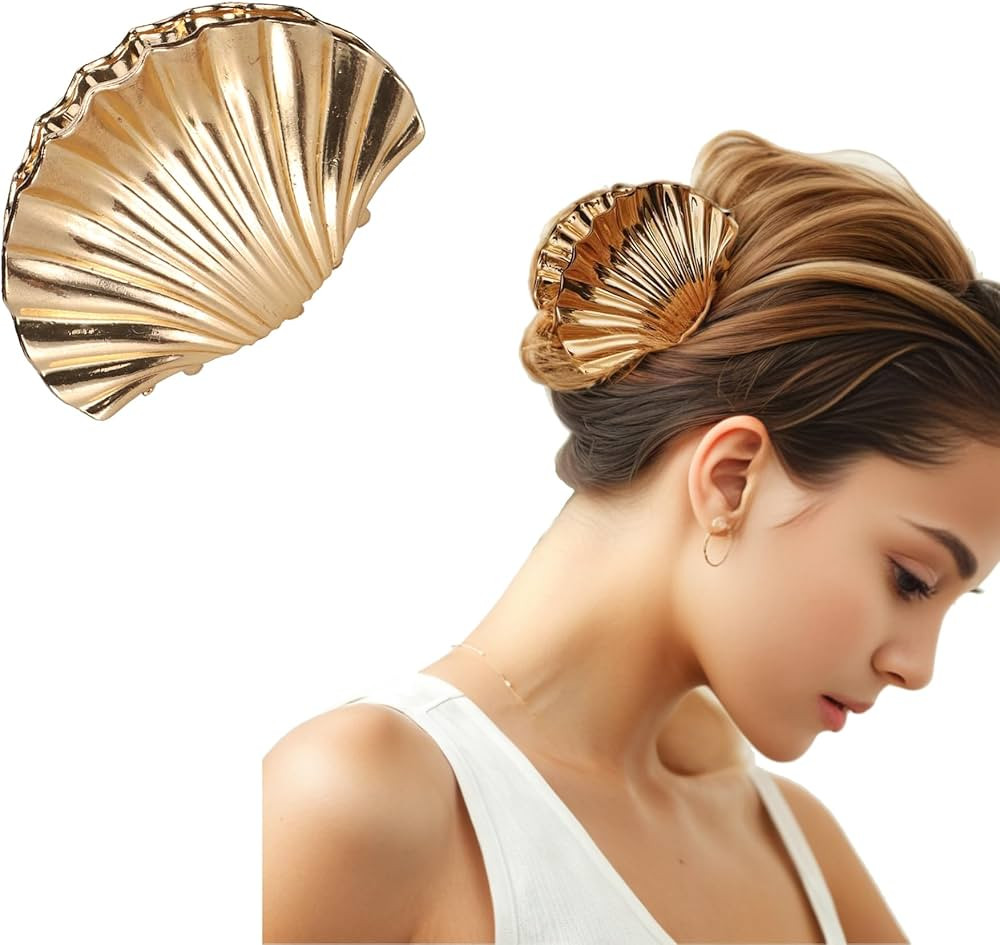 2'' Shell Hair Clip, Small Gold Seashell Hair Clips Mermaid Hair Accessories, Mermaid Costume Wom... | Amazon (US)