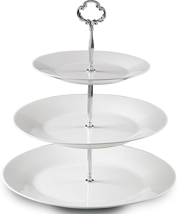 Klikel 3 Tiered Serving Stand -Silver Serving Tray for Parties - Round Platter for Cupcakes Fruit... | Amazon (US)