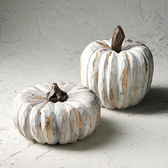 Whitewashed Wood Pumpkin | Frontgate | Frontgate