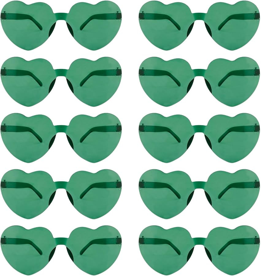 10 Pairs Heart Sunglasses Heart Shaped Sunglasses Bulk Rimless Clear Heart Glasses for Women Girl... | Amazon (US)