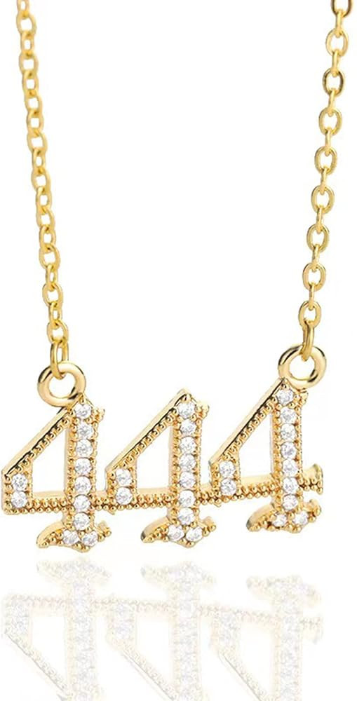 14k Gold Angel Number Necklace, Dainty Pendants Necklace for Women, 111 222 333 444 555 666 777 8... | Amazon (US)