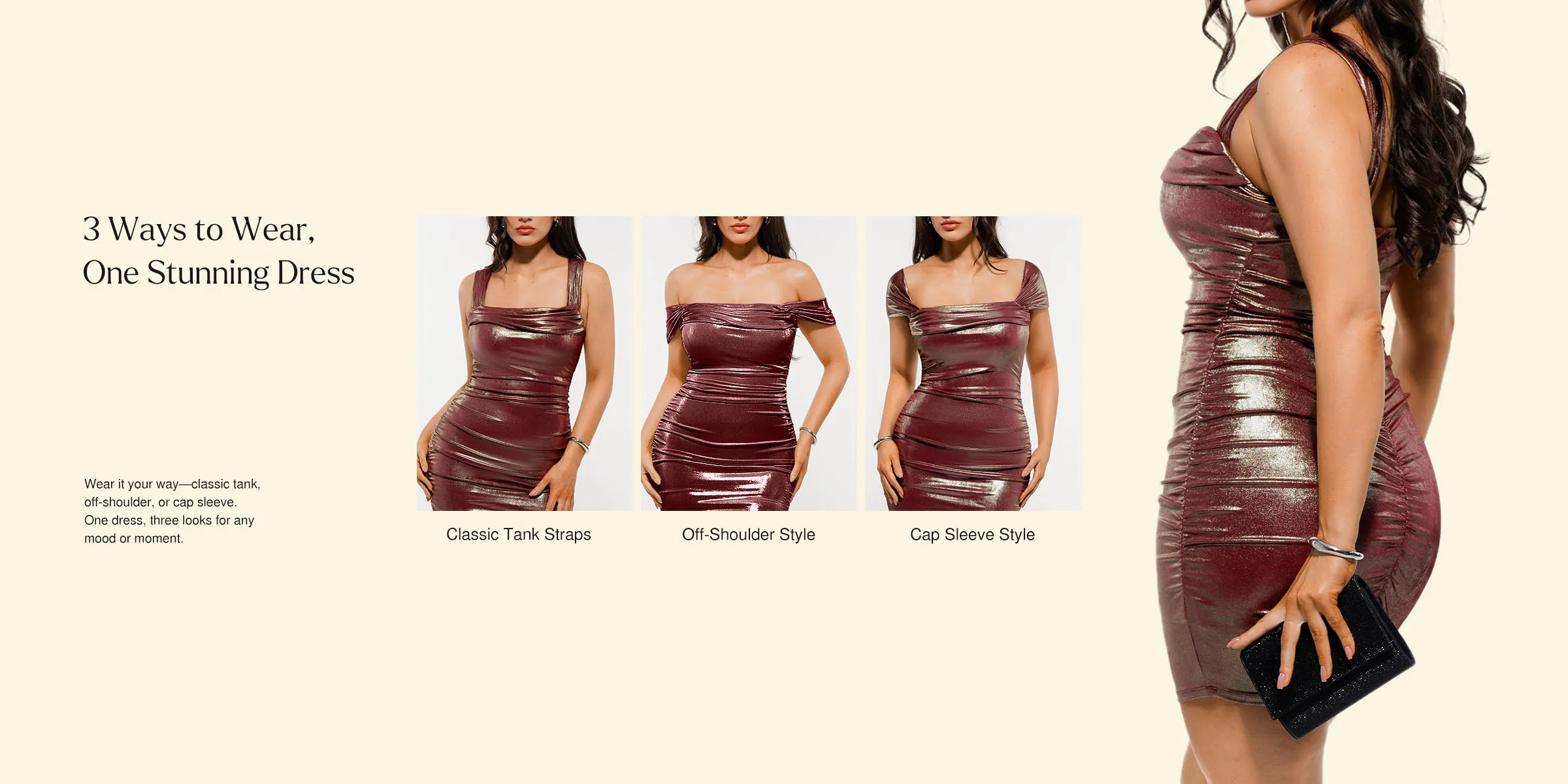 Metallic Off-The Shoulder Ruched Sculpting Mini Dress | Popilush