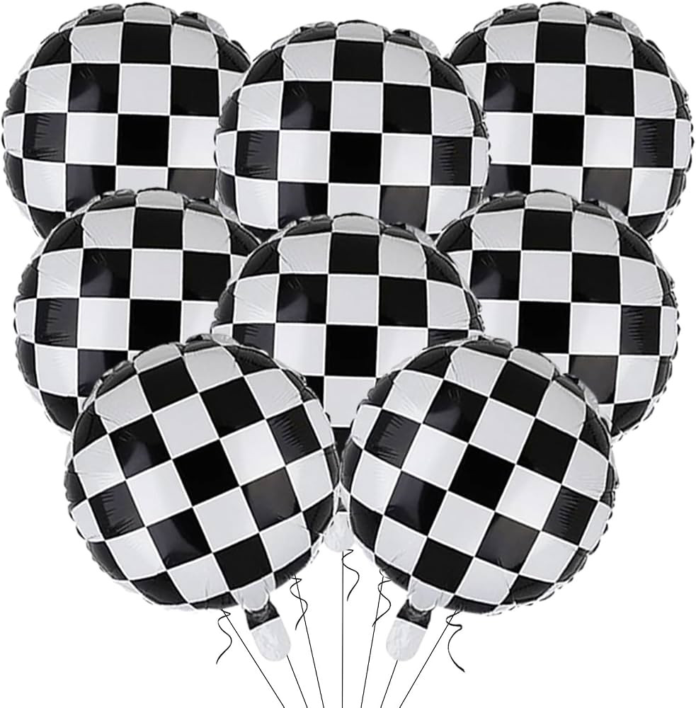 Checkered Balloons Checkered Flag Balloons 18 Inch, Black and White Checkered Balloons Race Car B... | Amazon (US)