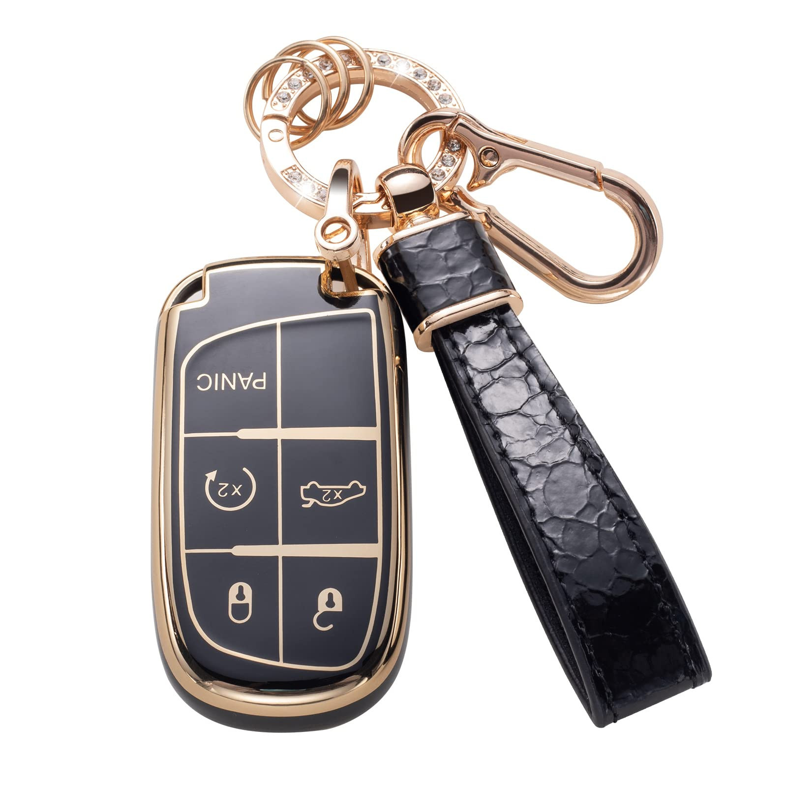 for Jeep Key Fob Cover with Leather Keychain Soft TPU Protection Key Case Compatible with Grand C... | Amazon (US)