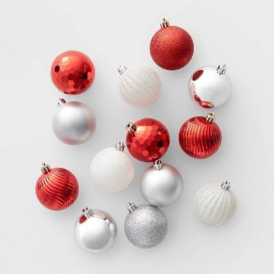 100ct Christmas Ornament Set Red White and Silver - Wondershop™ | Target