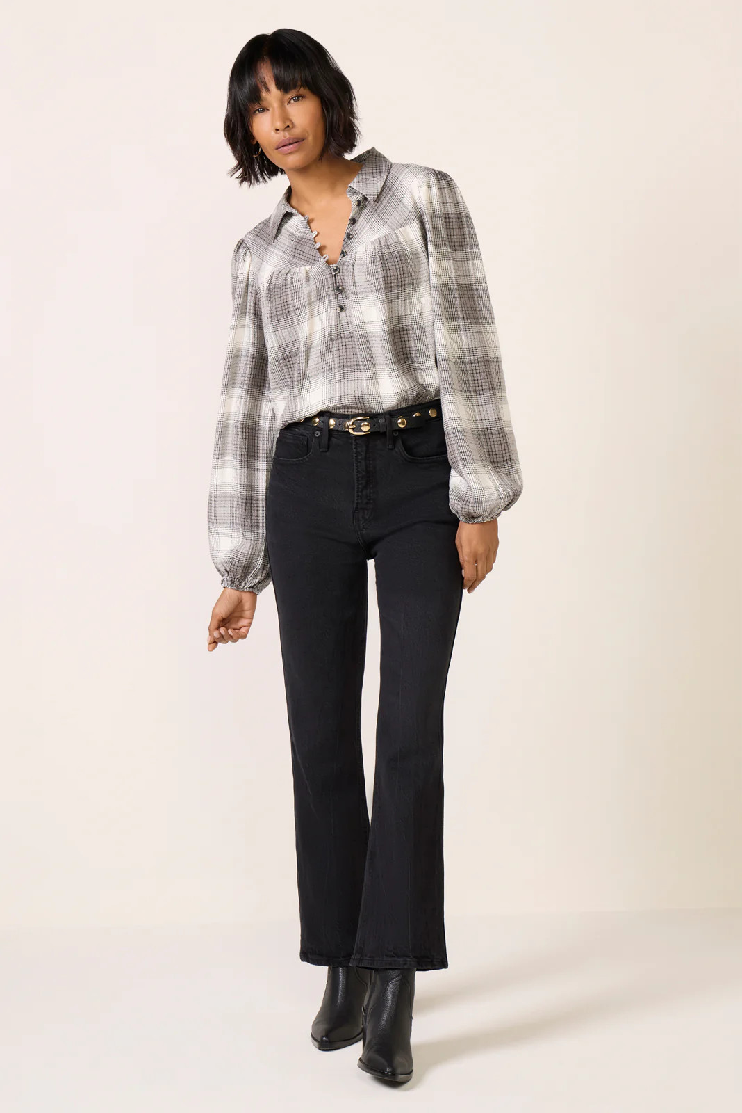 Maleah Pucker Plaid Blouse | Evereve