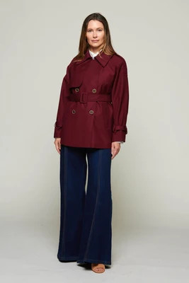 Aislin Bordeaux Belted Trench Jacket | Benaar La