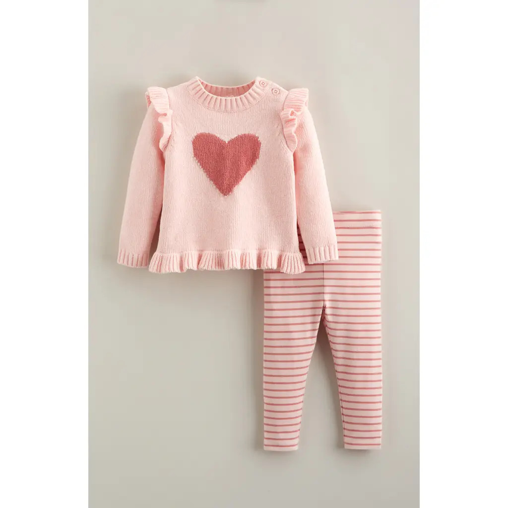Nordstrom Icon Ruffle Sweater & Leggings Set in Pink Lotus Heart-Pink Compact at Nordstrom, Size 18M | Nordstrom