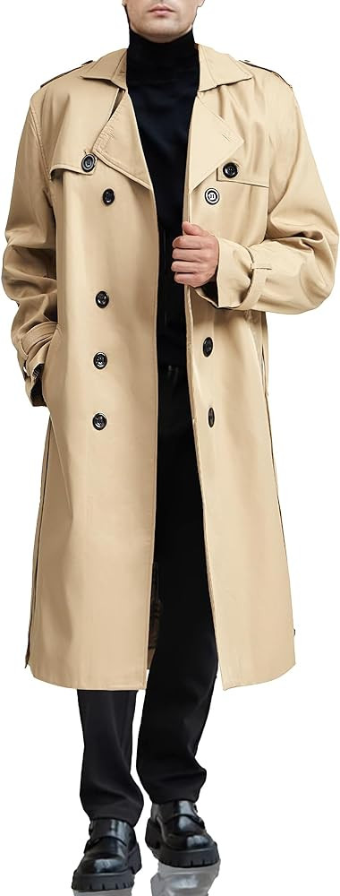 Botten Men's Trench Coat - Long Jacket Overcoat-Oversized Casual Windbreaker | Amazon (US)