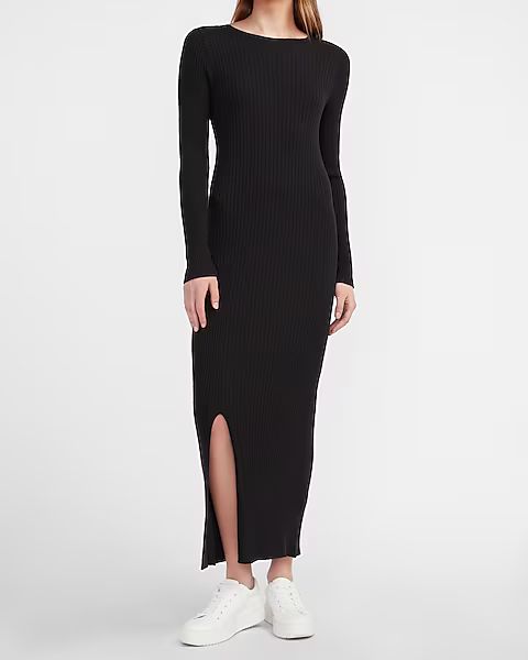 Ribbed Long Sleeve Maxi Sweater Dress | Express