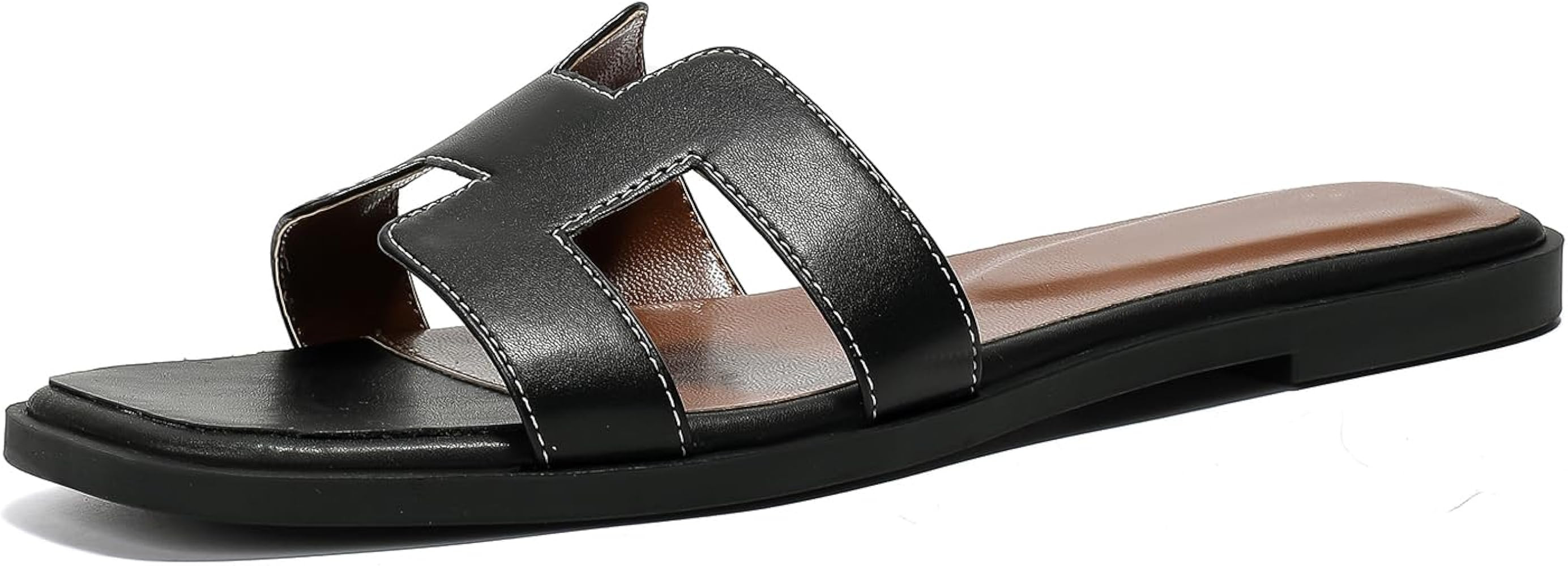 Stratuxx Kaze Womens Flat Sandals Flat Slide Sandals White,Black, Brown,Metallic Flat Sandals Leo... | Amazon (US)