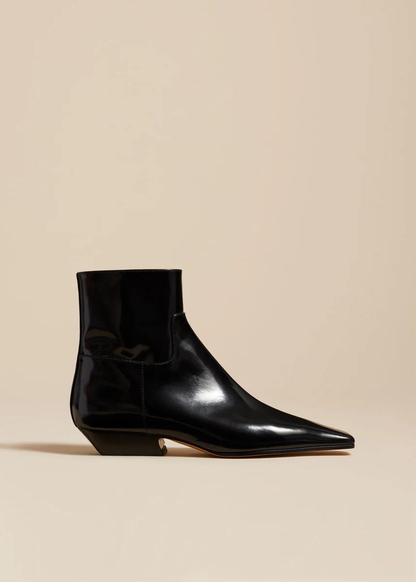 The Marfa Ankle Boot in Black Brushed Leather | Khaite