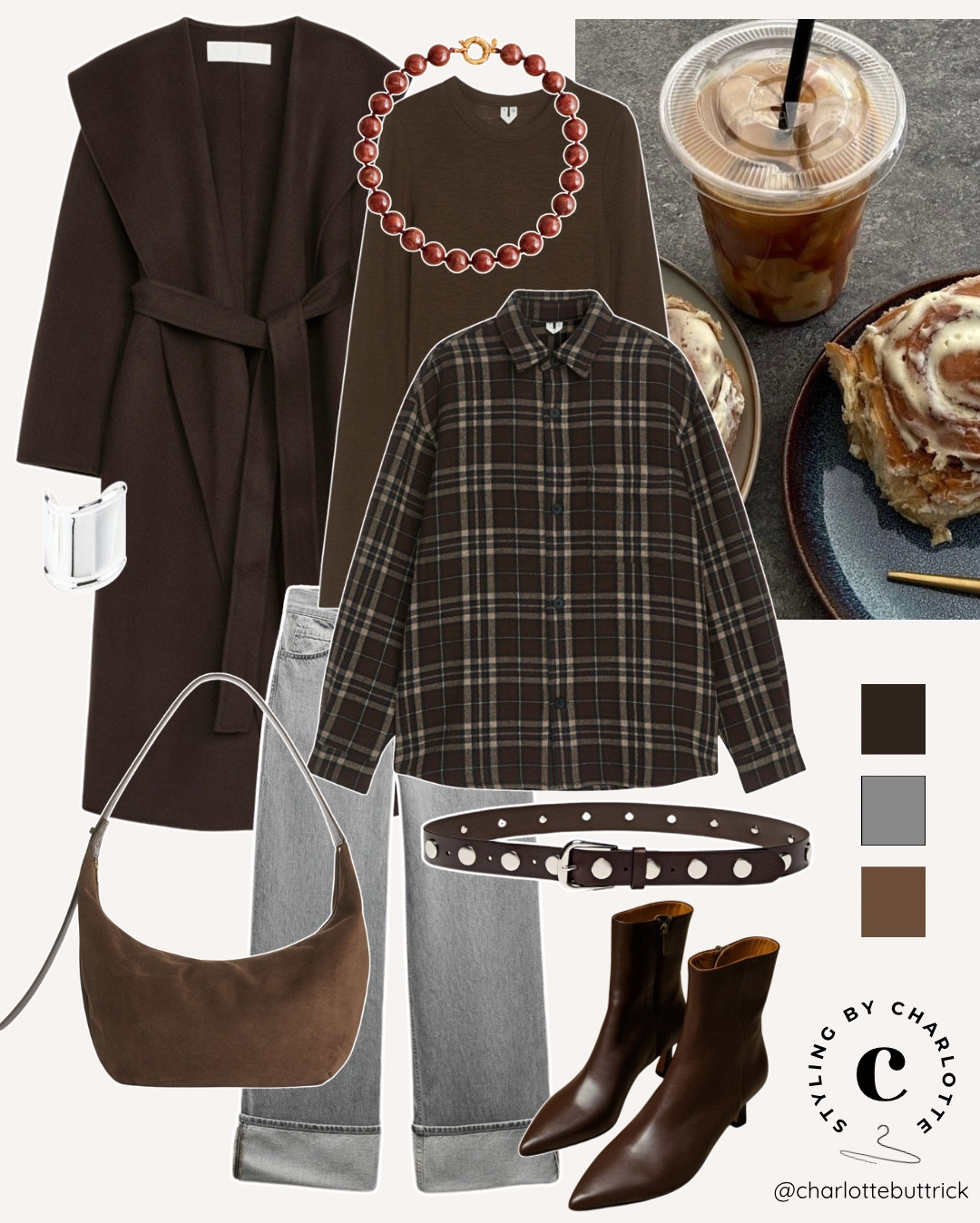 The outfit flatly vs the mirror selfie 🤳 👉🏼 … 

Styling dark brown and grey - layered winter outfit including a men’s checked shirt and brown suede bag.

I have found a number of alternative brown coats for you and some grey jeans and check shirt alternatives 🤎 

#LTKwinter #LTKuk #LTKbag