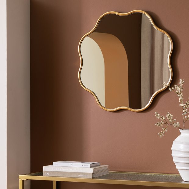 Buy Habitat Gold Coloured Wavy Round Wall Mirror - 60x60cm | Wall mirrors | Habitat | Habitat UK