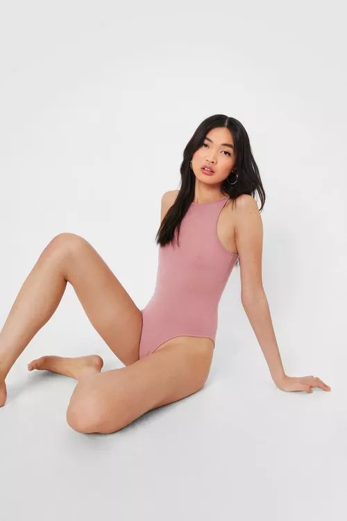 Ribbed Racerback High Leg Bodysuit | Nasty Gal (US)