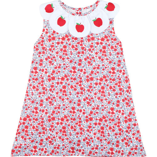 Red And Blue Floral Embroidered Apple Dress - Shipping Mid July | Cecil and Lou
