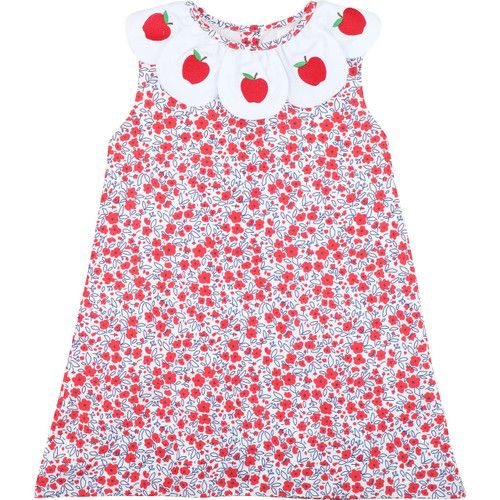 Red And Blue Floral Embroidered Apple Dress - Shipping Mid July | Cecil and Lou